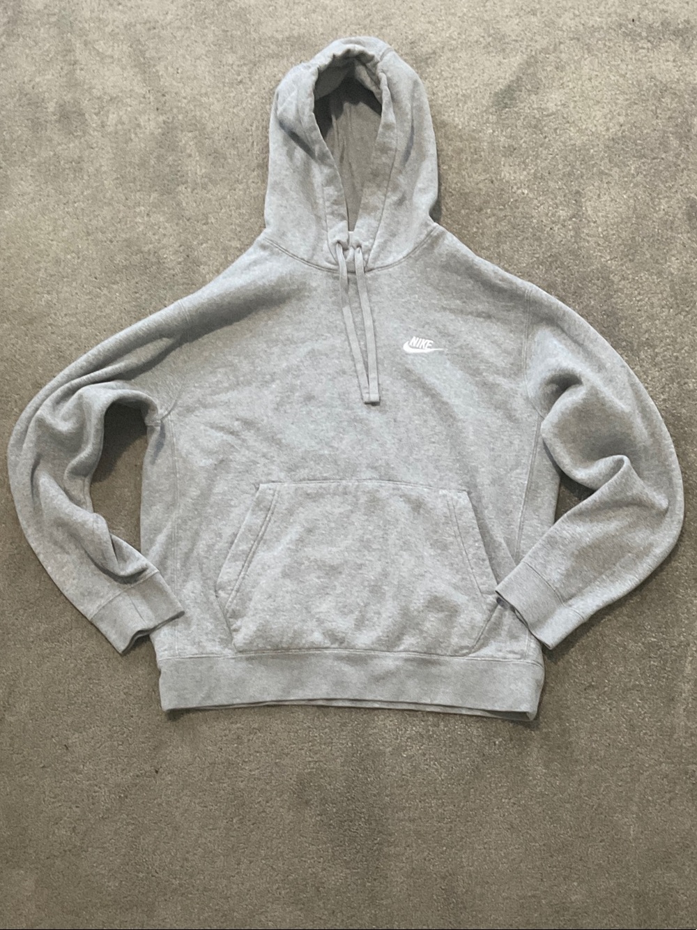 Nike Light Grey Pullover Hoodie with Small White Logo